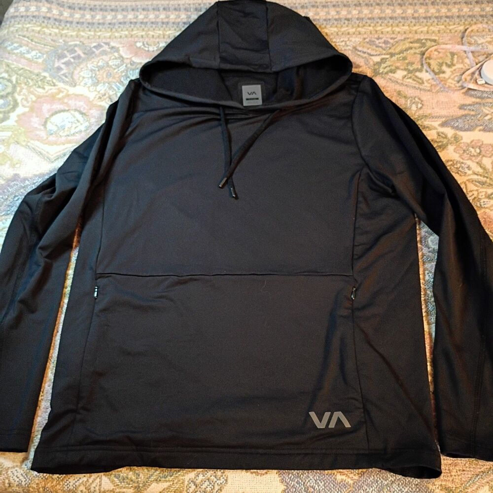 RVCA VA Sport Men S Black Trainer Hoodie Active Zipper Pocket